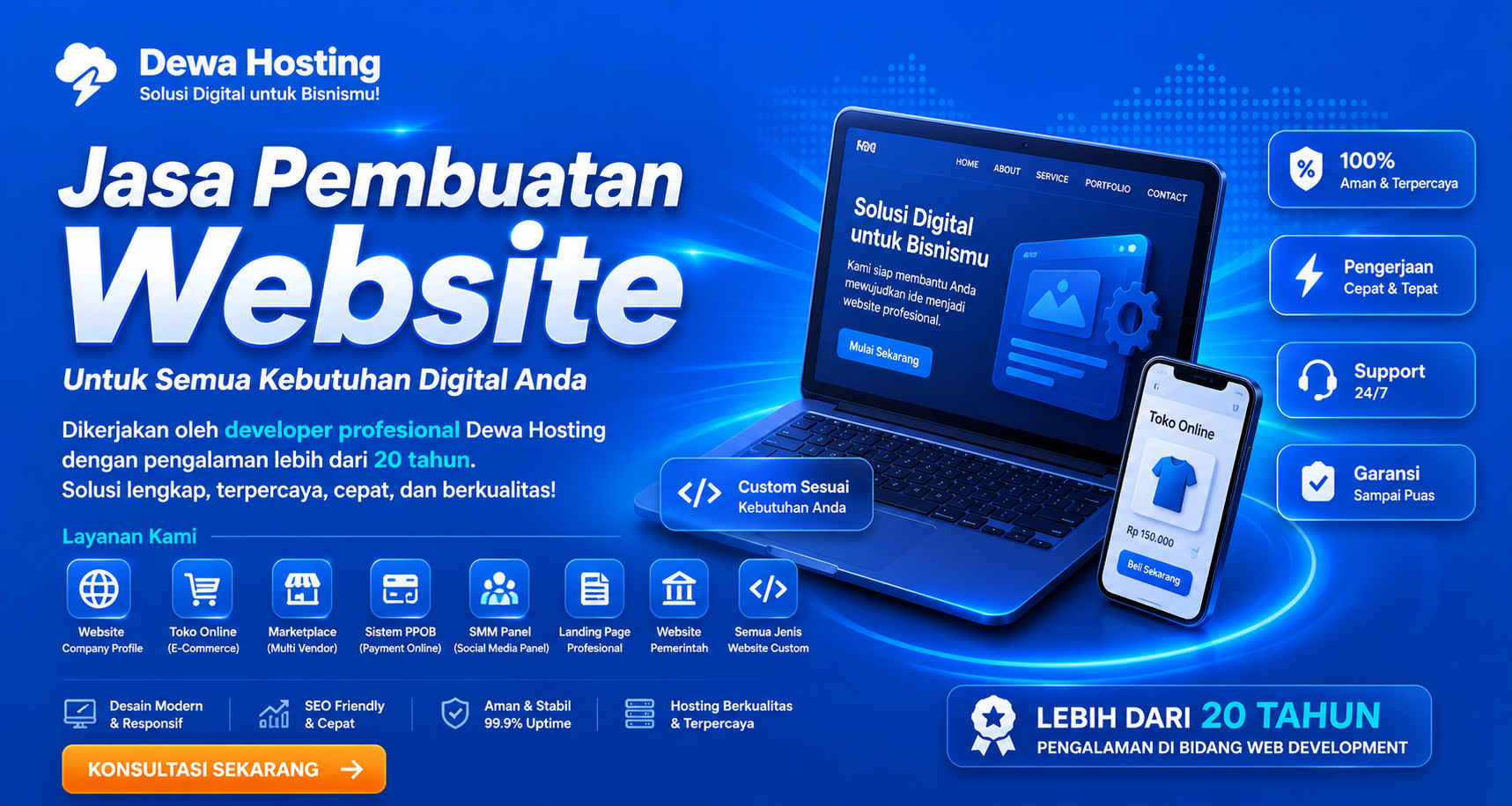Jasa Pembuatan Website Profesional oleh Dewa Hosting